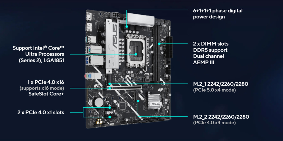 مشخصات مادربرد ایسوس PRIME B860M-K