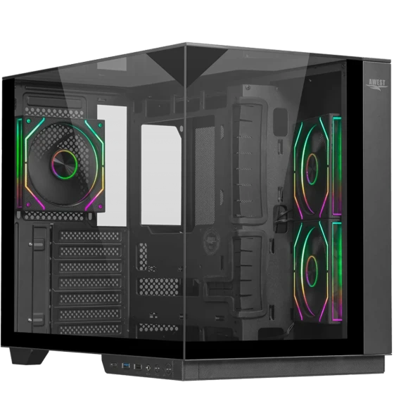 560x560 خرید کیس کامپیوتر اوست مدل AQ17 TG ARGB Mid Tower مشکی